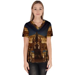 Dresden Semper Opera House Women s V-neck Scrub Top by Amaryn4rt