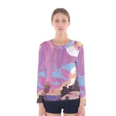 Pink Mountains Grand Canyon Psychedelic Mountain Women s Long Sleeve T-shirt