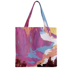 Pink Mountains Grand Canyon Psychedelic Mountain Zipper Grocery Tote Bag