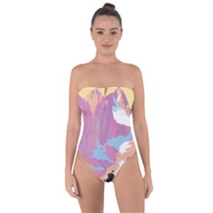 Pink Mountains Grand Canyon Psychedelic Mountain Tie Back One Piece Swimsuit