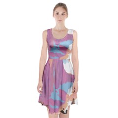 Pink Mountains Grand Canyon Psychedelic Mountain Racerback Midi Dress