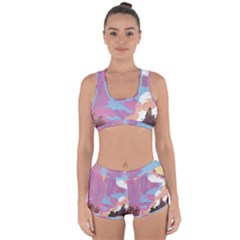 Pink Mountains Grand Canyon Psychedelic Mountain Racerback Boyleg Bikini Set