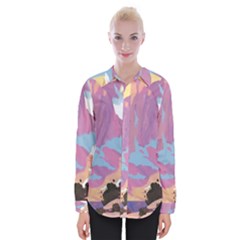 Pink Mountains Grand Canyon Psychedelic Mountain Womens Long Sleeve Shirt