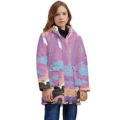 Pink Mountains Grand Canyon Psychedelic Mountain Kids  Hooded Longline Puffer Jacket