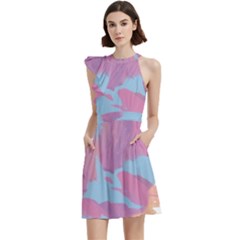 Pink Mountains Grand Canyon Psychedelic Mountain Cocktail Party Halter Sleeveless Dress With Pockets