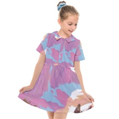 Pink Mountains Grand Canyon Psychedelic Mountain Kids  Short Sleeve Shirt Dress