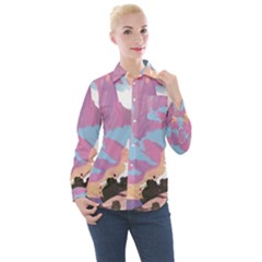 Pink Mountains Grand Canyon Psychedelic Mountain Women s Long Sleeve Pocket Shirt