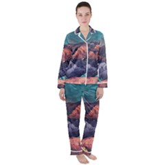 Adventure Psychedelic Mountain Women s Long Sleeve Satin Pajamas Set	 by Modalart