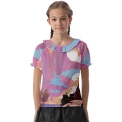 Pink Mountains Grand Canyon Psychedelic Mountain Kids  Frill Chiffon Blouse by Modalart