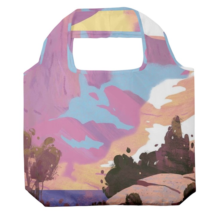 Pink Mountains Grand Canyon Psychedelic Mountain Premium Foldable Grocery Recycle Bag