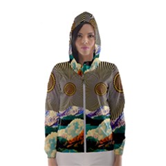 Surreal Art Psychadelic Mountain Women s Hooded Windbreaker