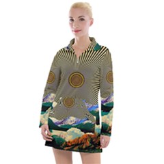 Surreal Art Psychadelic Mountain Women s Long Sleeve Casual Dress by Modalart