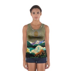 Surreal Art Psychadelic Mountain Sport Tank Top  by Modalart