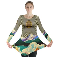 Surreal Art Psychadelic Mountain Long Sleeve Tunic  by Modalart