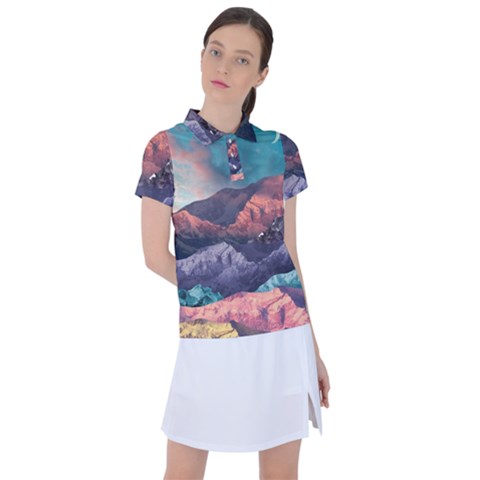 Adventure Psychedelic Mountain Women s Polo T-shirt by Modalart