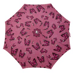 Pink Glitter Butterfly Straight Umbrellas by Modalart