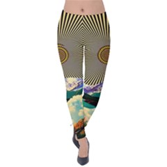 Surreal Art Psychadelic Mountain Velvet Leggings