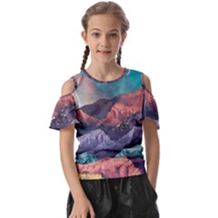 Adventure Psychedelic Mountain Kids  Butterfly Cutout T-shirt by Modalart