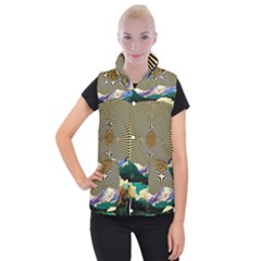 Surreal Art Psychadelic Mountain Women s Button Up Vest