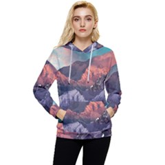 Adventure Psychedelic Mountain Women s Lightweight Drawstring Hoodie