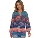 Adventure Psychedelic Mountain Women s Long Sleeve Button Up Shirt View1