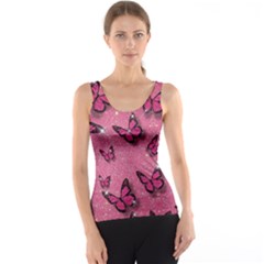 Pink Glitter Butterfly Women s Basic Tank Top by Modalart