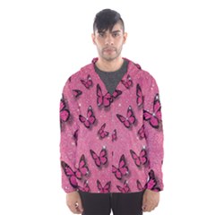 Pink Glitter Butterfly Men s Hooded Windbreaker