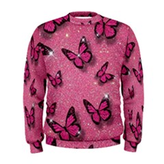 Pink Glitter Butterfly Men s Sweatshirt