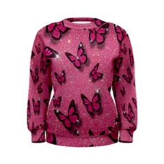 Pink Glitter Butterfly Women s Sweatshirt