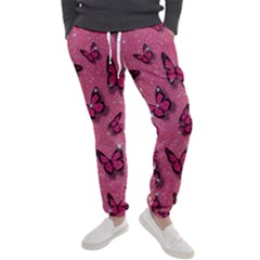 Pink Glitter Butterfly Men s Jogger Sweatpants by Modalart