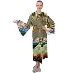 Surreal Art Psychadelic Mountain Maxi Velvet Kimono by Modalart