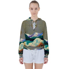 Surreal Art Psychadelic Mountain Women s Tie Up Sweat