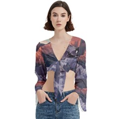 Adventure Psychedelic Mountain Trumpet Sleeve Cropped Top