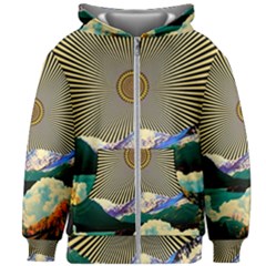 Surreal Art Psychadelic Mountain Kids  Zipper Hoodie Without Drawstring