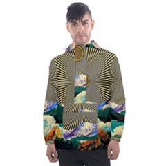 Surreal Art Psychadelic Mountain Men s Front Pocket Pullover Windbreaker