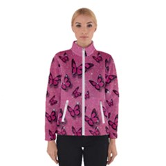 Pink Glitter Butterfly Women s Bomber Jacket