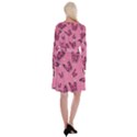 Pink Glitter Butterfly Long Sleeve Velvet Front Wrap Dress View2