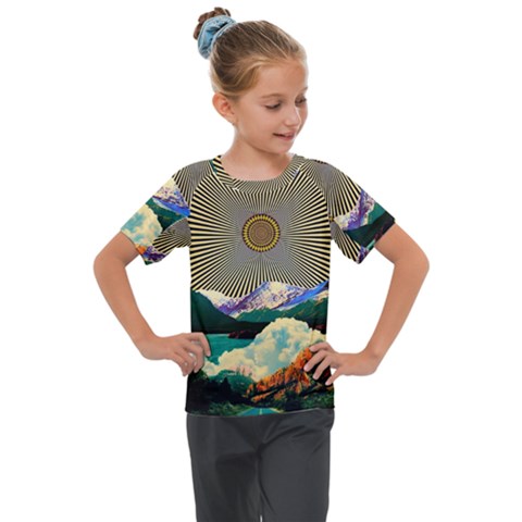 Surreal Art Psychadelic Mountain Kids  Mesh Piece T-shirt by Modalart