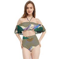 Surreal Art Psychadelic Mountain Halter Flowy Bikini Set  by Modalart