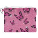 Pink Glitter Butterfly Canvas Cosmetic Bag (XXL) View1