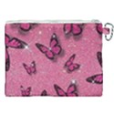 Pink Glitter Butterfly Canvas Cosmetic Bag (XXL) View2