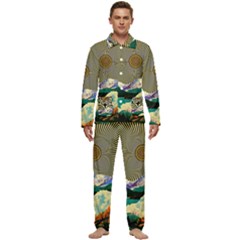 Surreal Art Psychadelic Mountain Men s Long Sleeve Velvet Pocket Pajamas Set by Modalart