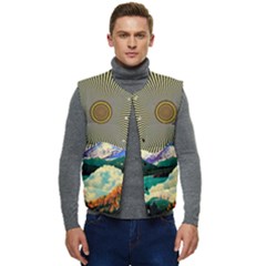 Surreal Art Psychadelic Mountain Men s Button Up Puffer Vest	