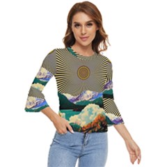 Surreal Art Psychadelic Mountain Bell Sleeve Top