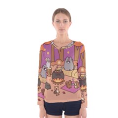 Pusheen Cute Fall The Cat Women s Long Sleeve T-shirt