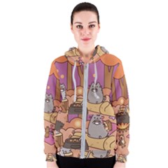 Pusheen Cute Fall The Cat Women s Zipper Hoodie