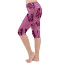 Pink Glitter Butterfly Lightweight Velour Cropped Yoga Leggings View2