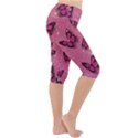 Pink Glitter Butterfly Lightweight Velour Cropped Yoga Leggings View3