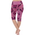 Pink Glitter Butterfly Lightweight Velour Cropped Yoga Leggings View4