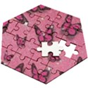 Pink Glitter Butterfly Wooden Puzzle Hexagon View2